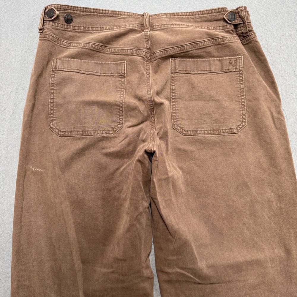 American Eagle Work Pants Women's 10 Brown Wide Leg High Rise Baggy Fit Utility - Picture 3 of 9